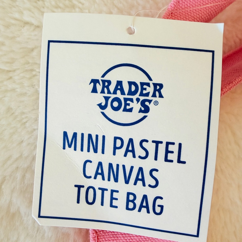 Set of 2 - Trader Joe's Mini Pastel Canvas Tote Bag - Purple Pink - Viral - Picture 6 of 8